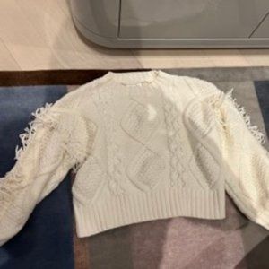 Cream Cable Knit Sweater- Line and Dot. 100% Cotton